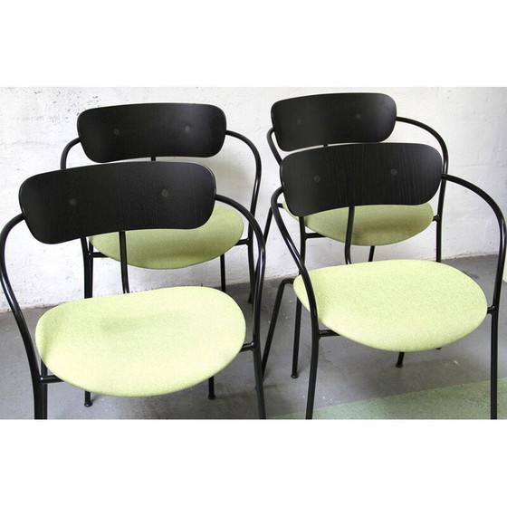 Image 1 of Vintage Pavilion AV4 stoelen in zwart gebeitst metaal en hout van Anderss en Voll voor & Tradition