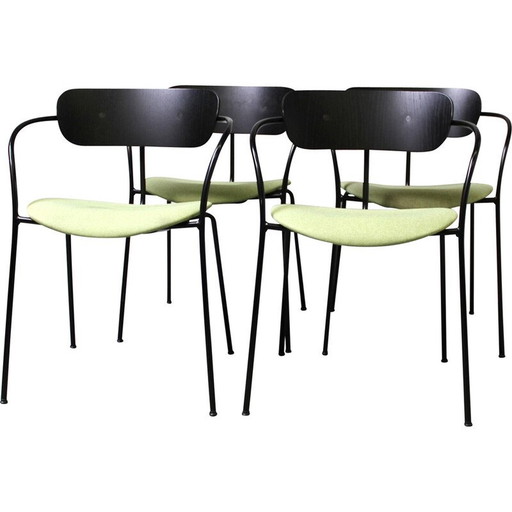 Vintage Pavilion AV4 stoelen in zwart gebeitst metaal en hout van Anderss en Voll voor & Tradition