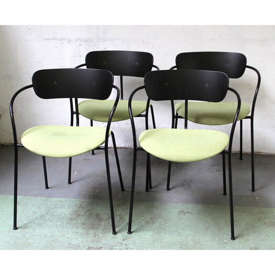 Image 1 of Vintage Pavilion AV4 stoelen in zwart gebeitst metaal en hout van Anderss en Voll voor & Tradition