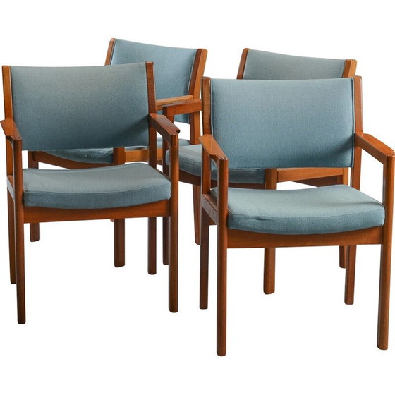 Image 1 of Set van 4 vintage mahoniehouten fauteuils van Christian Hvidt voor Soborg Mobelfabrik, 1970