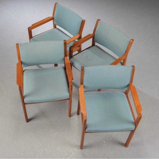 Image 1 of Set van 4 vintage mahoniehouten fauteuils van Christian Hvidt voor Soborg Mobelfabrik, 1970