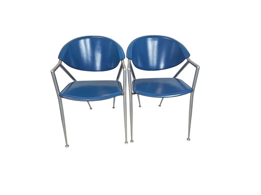 Calligaris - Leer - Eetkamerstoelen Set (2) - Made in Italy - 1990's