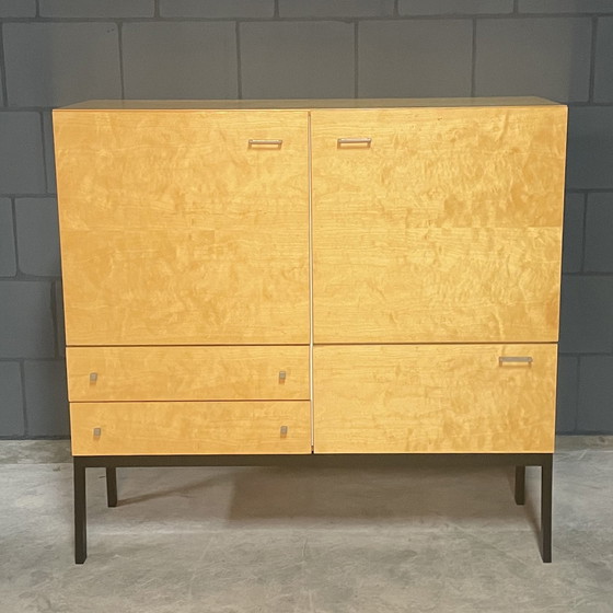 Image 1 of Vintage hoogglans highboard kast – notenhout – jaren 70