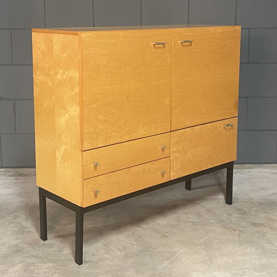 Image 1 of Vintage hoogglans highboard kast – notenhout – jaren 70