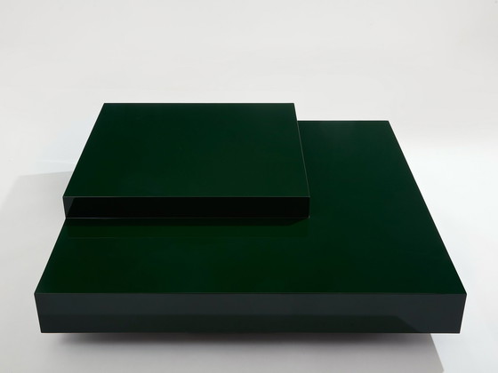 Image 1 of Willy Rizzo Bosgroen Lak Vierkante Salontafel 1970S
