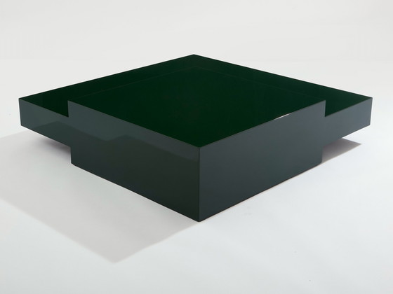 Image 1 of Willy Rizzo Bosgroen Lak Vierkante Salontafel 1970S