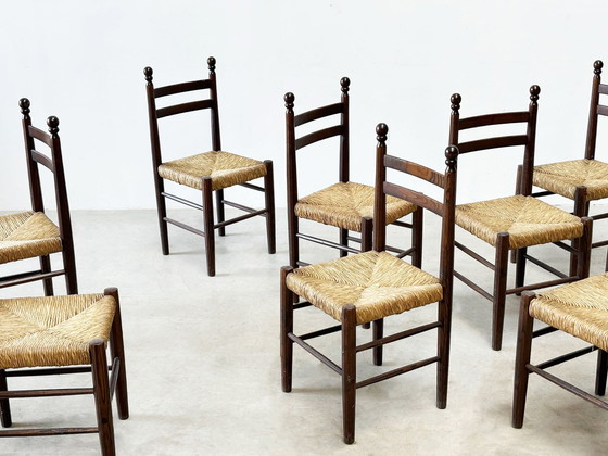 Image 1 of Set van acht Franse eetkamerstoelen