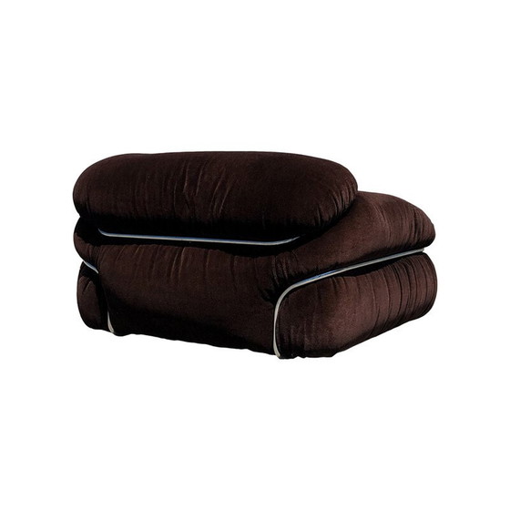 Image 1 of Vintage Space Age Alpaca Fluwelen Lounge Stoel van Gianfranco Frattini voor Cassina, 1972