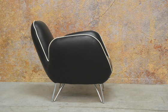 Image 1 of Zwarte Leren Topform Pinto Design Fauteuil