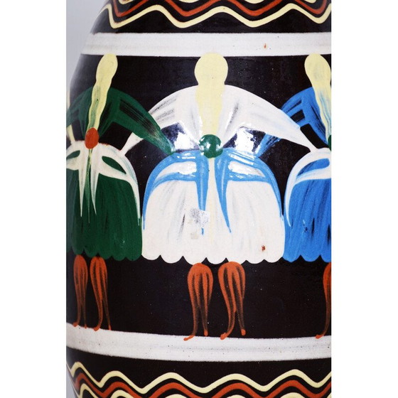 Image 1 of Vintage art deco keramieken vaas met Slowaakse motieven, 1940
