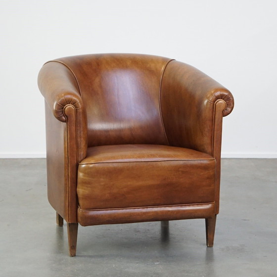 Image 1 of Clubfauteuil Gemaakt Van Rundleer