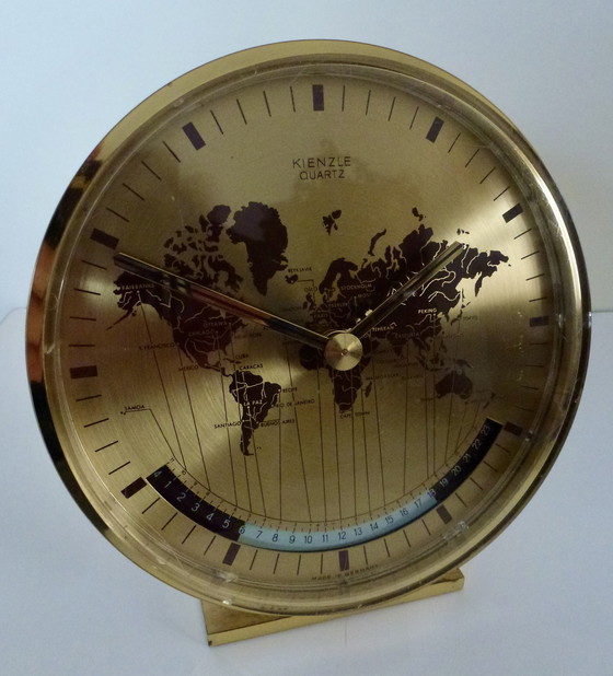 Image 1 of Tafelklok World Time Gold Van Kienzle, Duitsland, Jaren 7