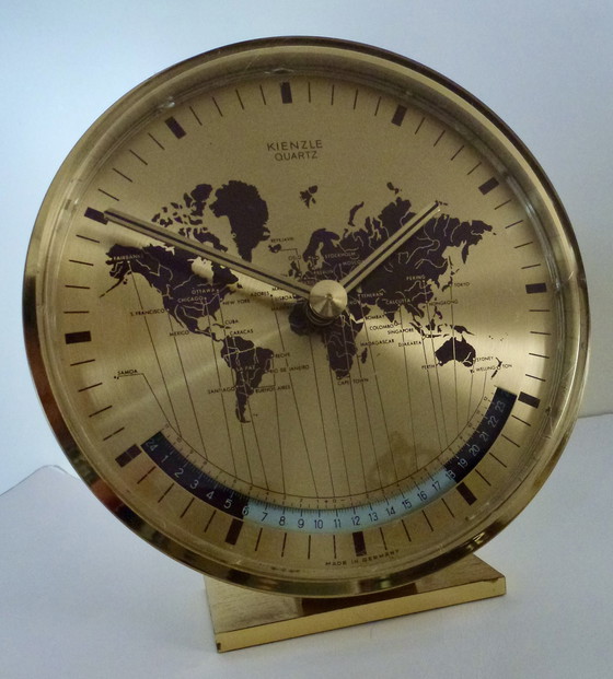 Image 1 of Tafelklok World Time Gold Van Kienzle, Duitsland, Jaren 7