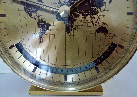 Image 1 of Tafelklok World Time Gold Van Kienzle, Duitsland, Jaren 7