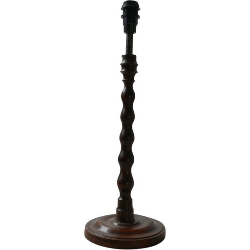 Vintage art deco eiken tafellamp, Engeland 1940