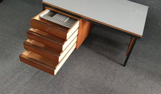 Image 1 of Leuwico Bureau Mid Century Design Tafel Bureau Schrijftafel 60s Vintage Teakhout