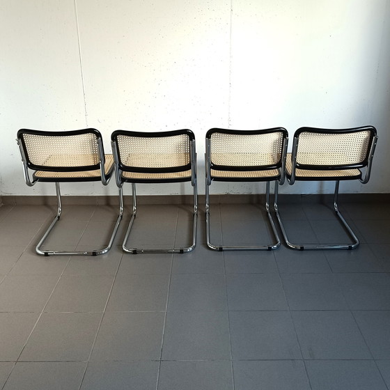 Image 1 of Set van 4 zwarte Vintage Cesca Stoelen "Made In Italy".