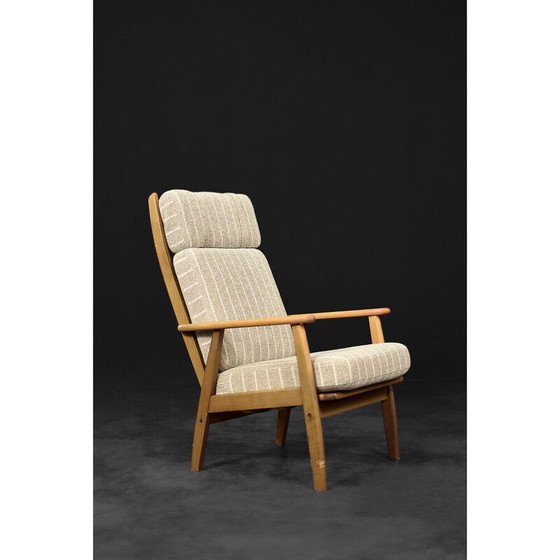 Image 1 of Vintage Deense houten en stoffen fauteuil van Durup Polstermøbelfabrik, 1970