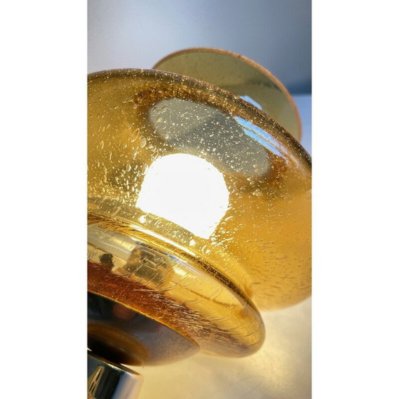 Image 1 of Vintage wandlamp van geborsteld messing en geblazen glas, 1990