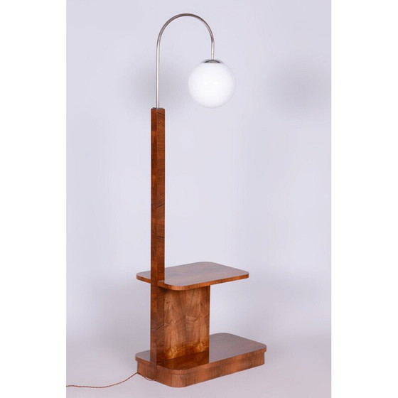 Image 1 of Vintage Art Deco walnoten vloerlamp door J. Halabala voor UP Závody, Tsjecho-Slowakije 1920