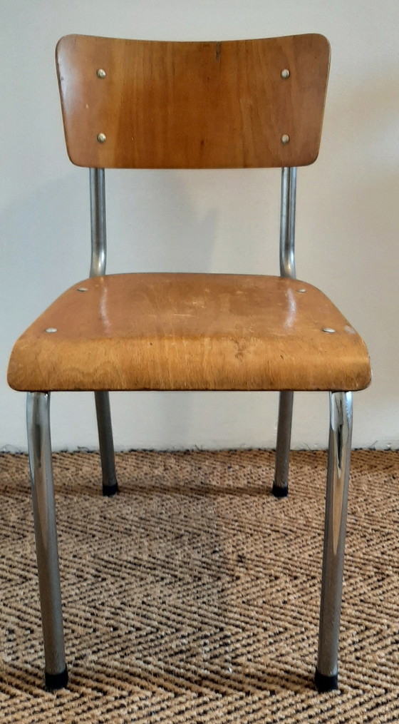 Image 1 of 3x Vintage Industriële Stoelen