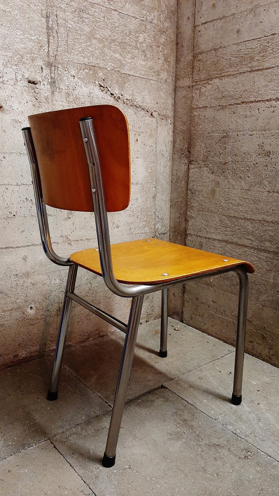 Image 1 of 3x Vintage Industriële Stoelen