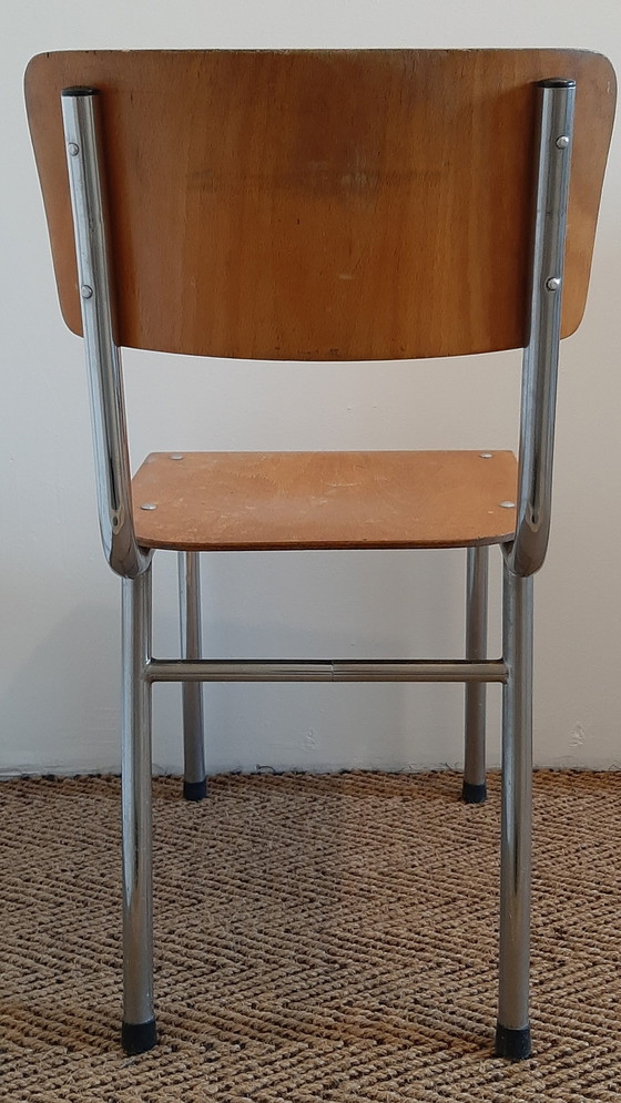 Image 1 of 3x Vintage Industriële Stoelen