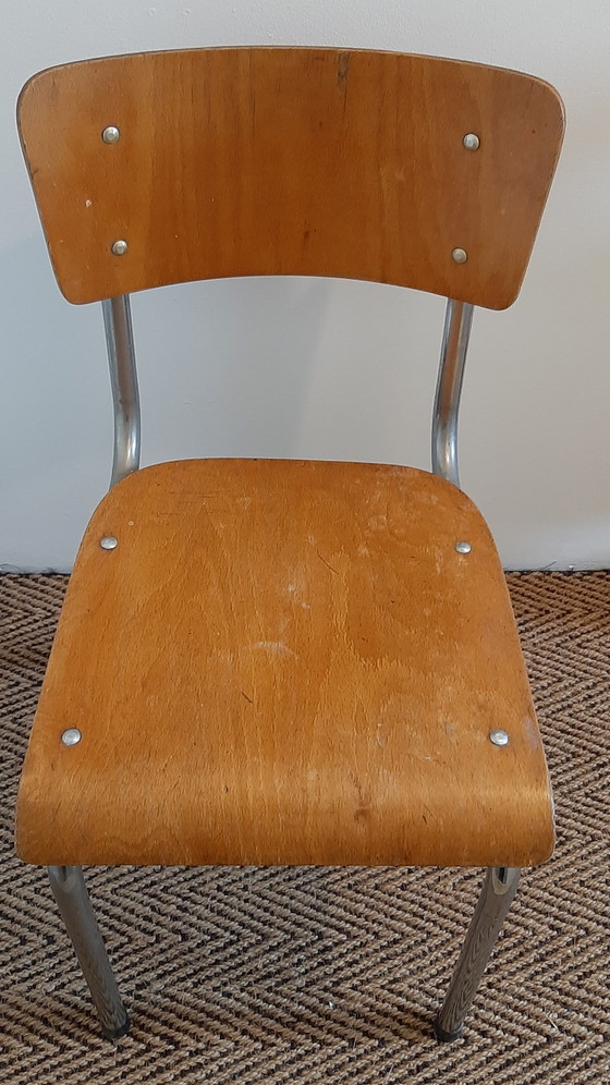 Image 1 of 3x Vintage Industriële Stoelen