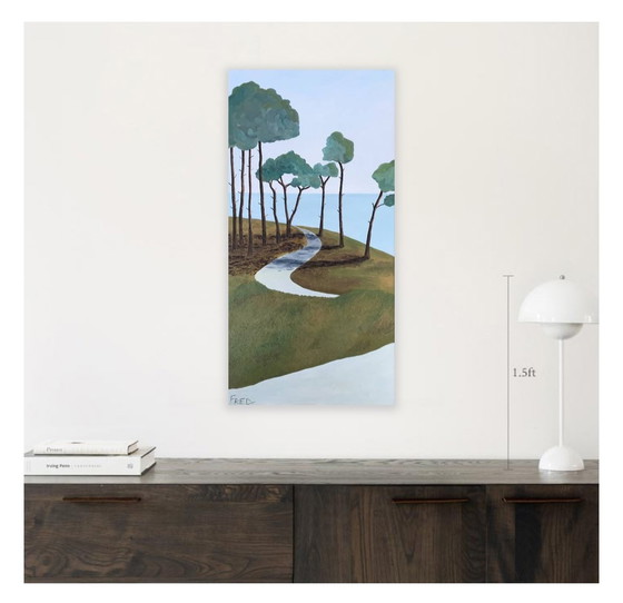 Image 1 of Olieverf op spieraam.  Formaat 80X40Cm.