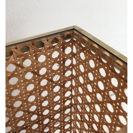 Image 1 of Vintage tijdschriftenrek van plexiglas met messing en ingelegd riet van Christian Dior en Gabriella Crespi, 1970