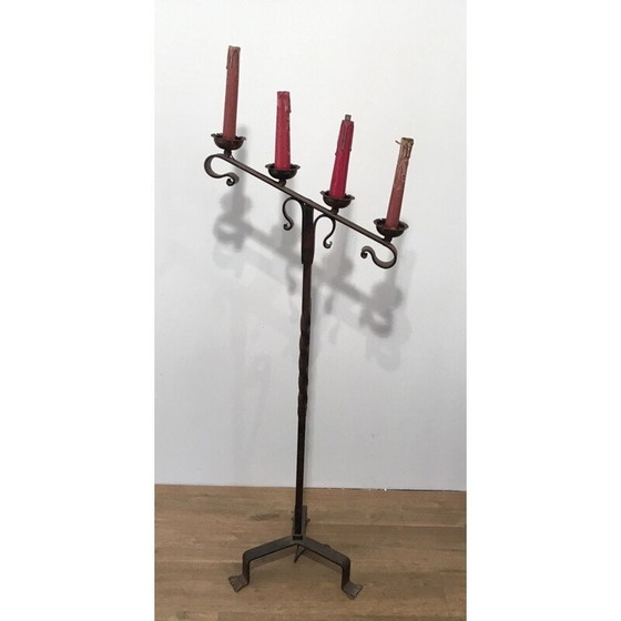 Image 1 of Vintage vloerlamp van smeedijzer, Frankrijk 1950