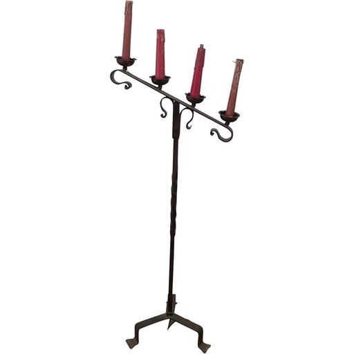 Vintage vloerlamp van smeedijzer, Frankrijk 1950