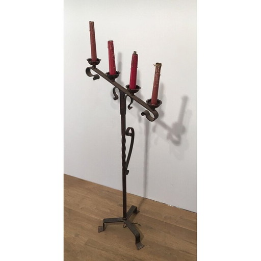 Vintage vloerlamp van smeedijzer, Frankrijk 1950