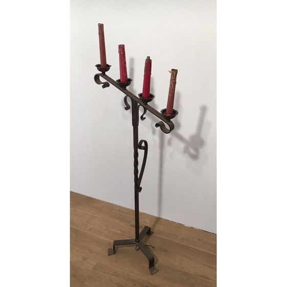 Image 1 of Vintage vloerlamp van smeedijzer, Frankrijk 1950
