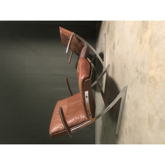 Image 1 of Paar vintage "Lobby" fauteuils van glasvezel en leer van Preben Fabricius voor Arnold Exclusiv, 1972