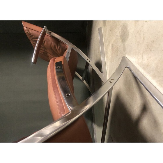 Image 1 of Paar vintage "Lobby" fauteuils van glasvezel en leer van Preben Fabricius voor Arnold Exclusiv, 1972