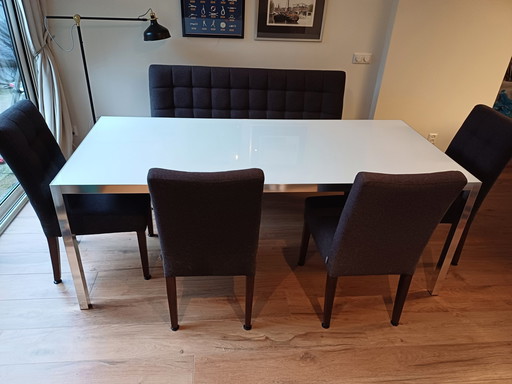 Mdf Lim Tafel Wit Glazen Blad