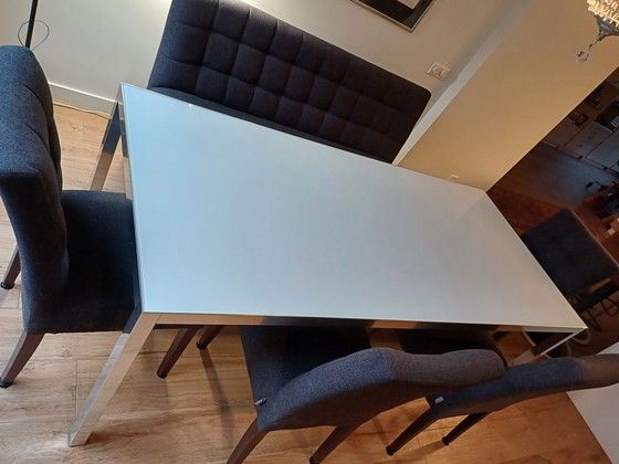 Image 1 of Mdf Lim Tafel Wit Glazen Blad