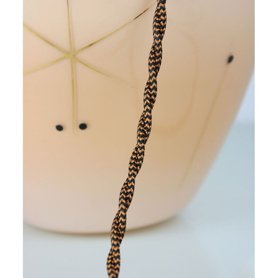 Image 1 of Midcentury glazen en koperen tafellamp