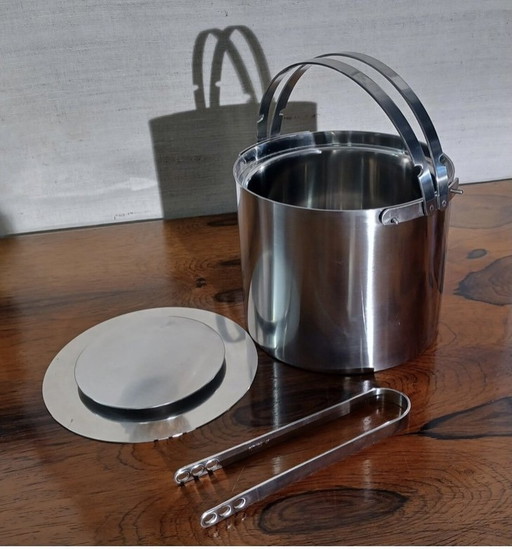 Stelton Arne Jacobsen 2,5L Cylindia Roestvrijstalen Ijsemmer, Wijnkoeler Incl. Ijstang