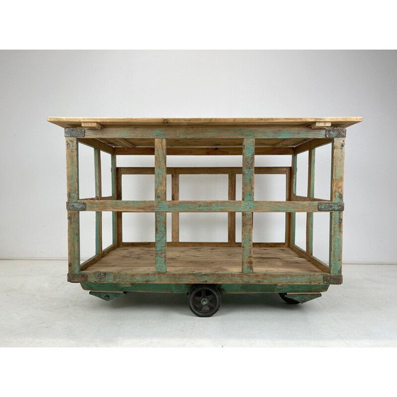 Image 1 of Vintage houten kar met wielen, Tsjecho-Slowakije