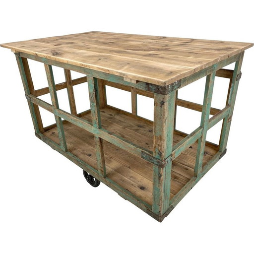 Vintage houten kar met wielen, Tsjecho-Slowakije