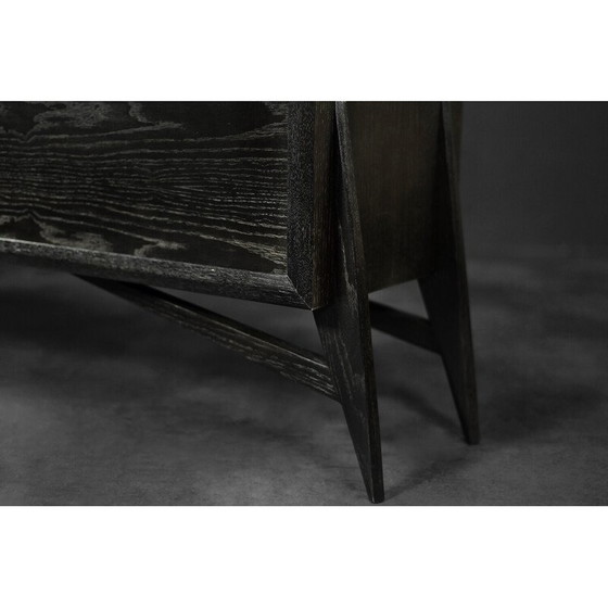 Image 1 of Vintage donker ruw eiken dressoir, 1960