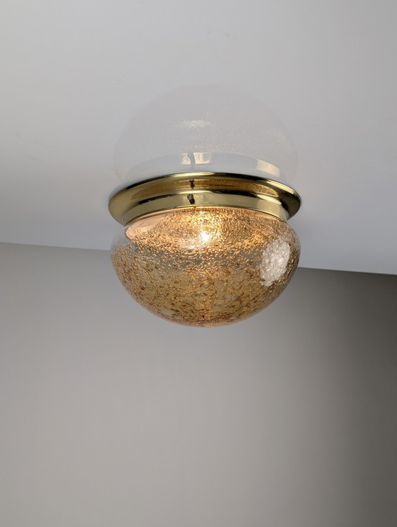 Image 1 of Murano glazen plafondlamp met karamel effect, 1960S