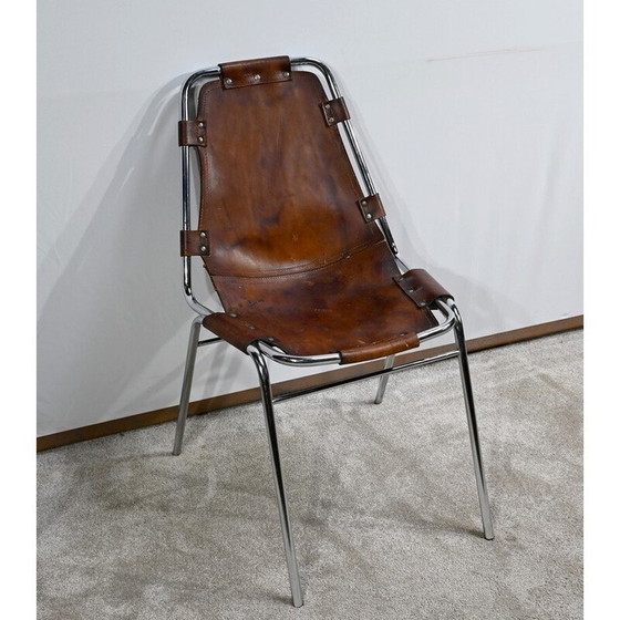 Image 1 of Vintage stoel in metaal en leer, geselecteerd door C. Perriand voor Les Arcs, 1960