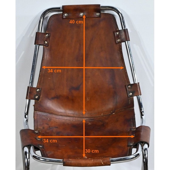 Image 1 of Vintage stoel in metaal en leer, geselecteerd door C. Perriand voor Les Arcs, 1960