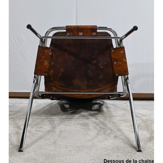 Image 1 of Vintage stoel in metaal en leer, geselecteerd door C. Perriand voor Les Arcs, 1960