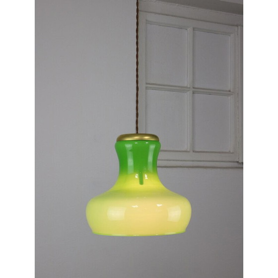 Image 1 of Vintage hanglamp van messing en glas, Italië