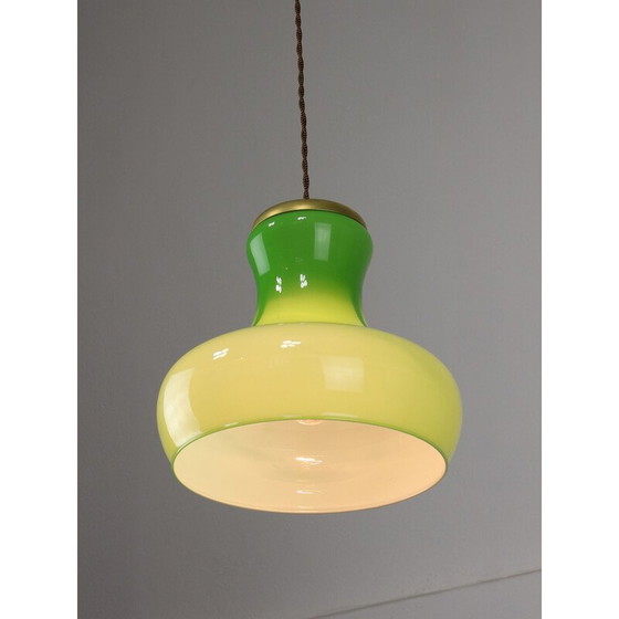 Image 1 of Vintage hanglamp van messing en glas, Italië