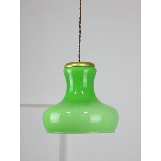 Image 1 of Vintage hanglamp van messing en glas, Italië